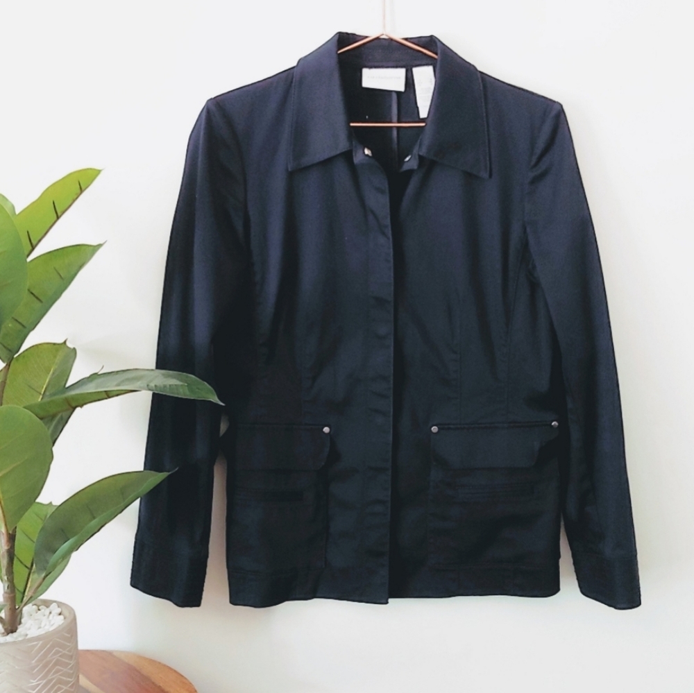 Navy Blue Snap Button Front Jacket - image 1